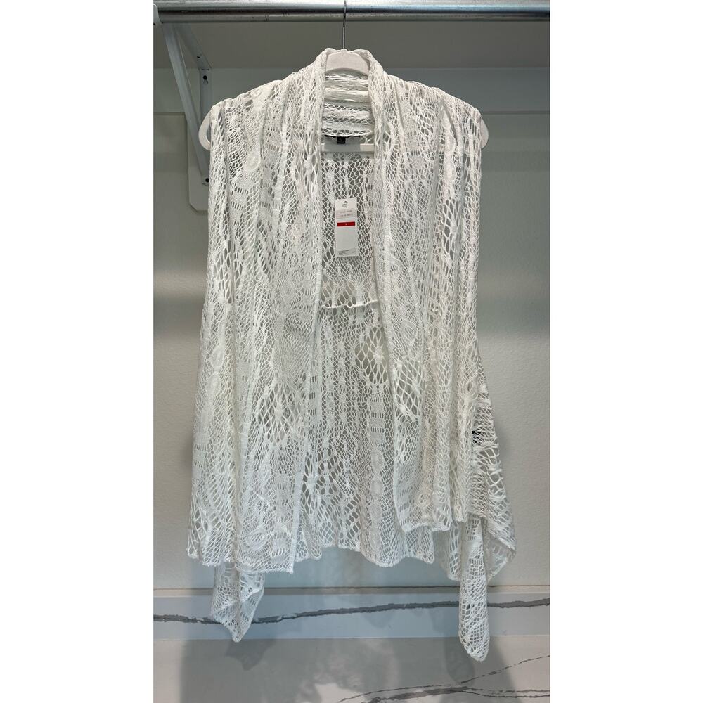 NWT Kaktus Cardigan Swim Cover-Up Lace Crochet White Size Small Beach